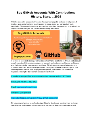 Buy GitHub Accounts With Contributions History, Stars, ...2025