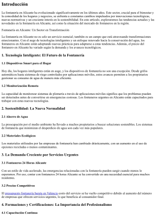 Fontanería en Alicante: Tendencias y Novedades del Sector