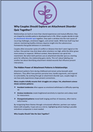 Why Couples Should Explore an Attachment Disorder Quiz Together