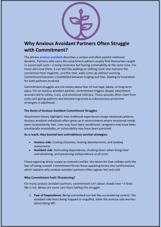 Why Anxious Avoidant Partners Often Struggle with Commitment