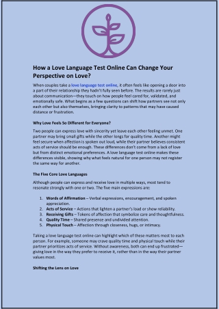 How a Love Language Test Online Can Change Your Perspective on Love