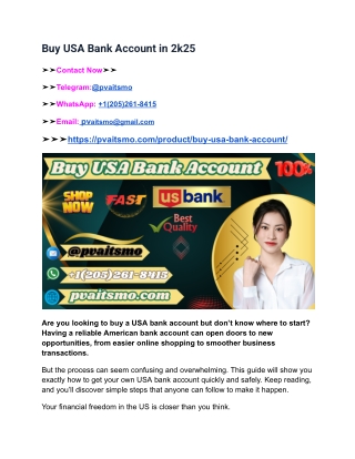 Step-by-Step: Buy USA Bank Account for Business or Personal Use in 2k25