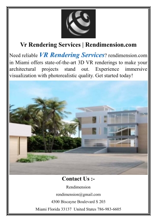 Vr Rendering Services  Rendimension