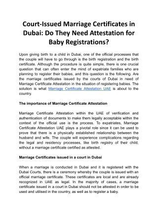 Court-Issued Marriage Certificates in Dubai_ Do They Need Attestation for Baby Registrations