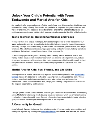 teens taekwondo & martial arts for kids_