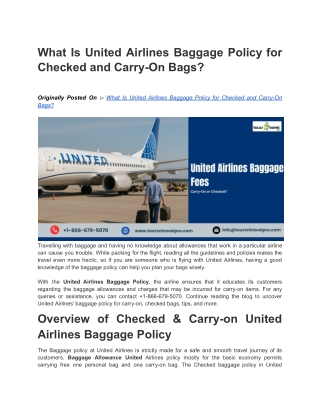 What Is United Airlines Baggage Policy for Checked and Carry-On Bags