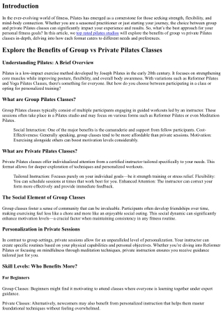 Explore the Benefits of Group vs Private Pilates Classes