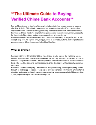 The Ultimate Guide to Buying Verified Chime Bank Accounts 2025