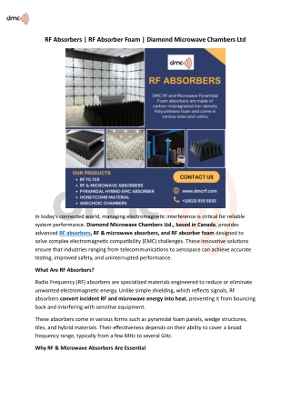 RF Absorber Foam -  Diamond Microwave Chambers Ltd