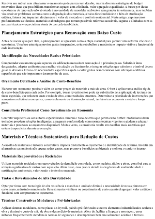 Ideias de Renovação Econômica Que Transformam Sua Casa Sem Gastar Muito