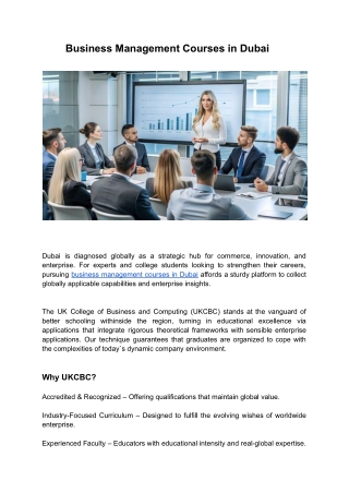 Business Management Courses in Dubaic