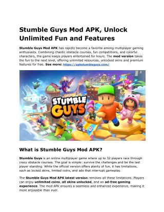 Stumble Guys Mod APK, Unlock Unlimited Fun and Features