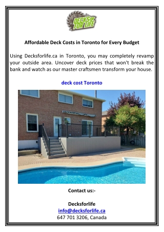 Affordable Deck Costs in Toronto for Every Budget