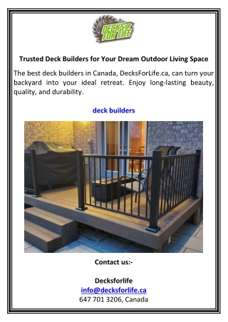 Trusted Deck Builders for Your Dream Outdoor Living Space