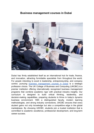 Business management courses in Dubai