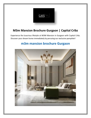 M3m Mansion Brochure Gurgaon