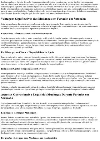 Mudanças feriados Sorocaba: evite imprevistos e garanta sua chegada tranquila