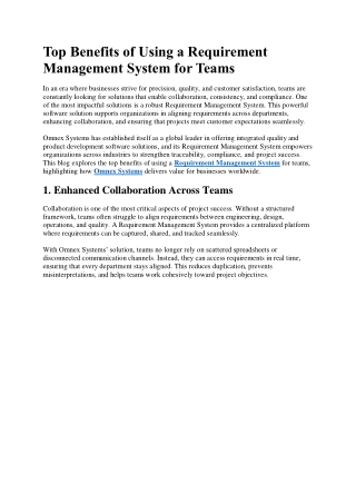 Requirement Management System for Teams
