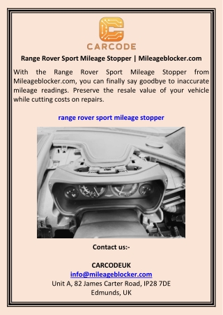 Range Rover Sport Mileage Stopper  Mileageblocker.com