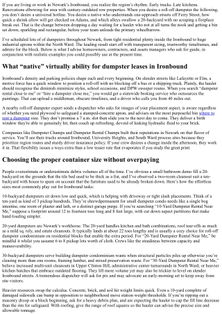 Dumpster Rental in Ironbound: Local Roll-Off Dumpster Specialists Near You