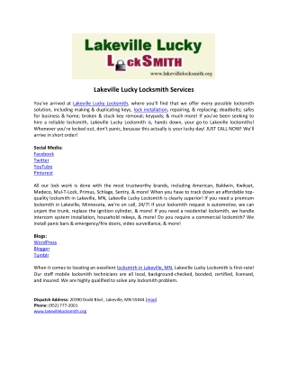Lakeville Locksmith Services