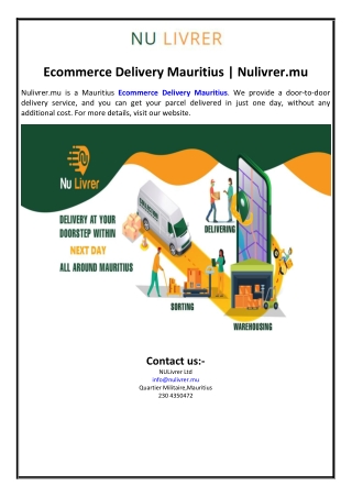 Ecommerce Delivery Mauritius | Nulivrer.mu