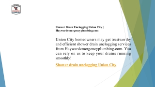 Shower Drain Unclogging Union City  Haywardemergencyplumbing.com