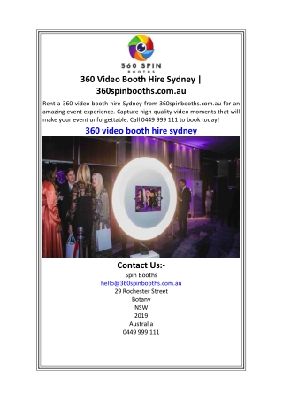 360 Video Booth Hire Sydney 360spinbooths.com.au