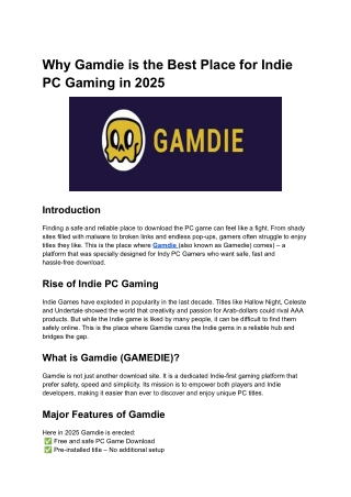 Why Gamdie is the Best Place for Indie PC Gaming in 2025