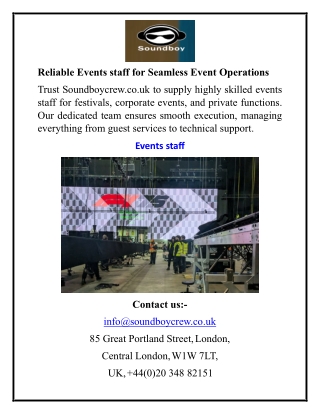 Reliable Events staff for Seamless Event Operations