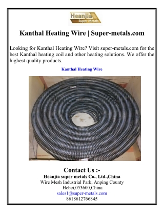 Kanthal Heating Wire  Super-metals.com