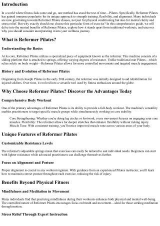 Why Choose Reformer Pilates? Discover the Advantages Today