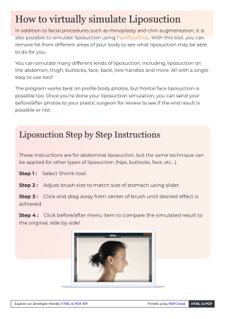 virtually simulate Liposuction