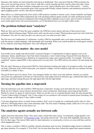 Agent Autopilot | Policy CRM Analytics to Prove Sales Cycle Gains