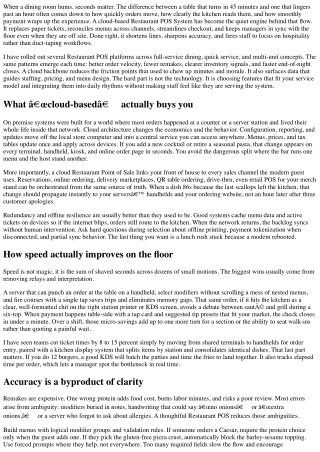 Cut Wait Times and Boost Accuracy with a Cloud-Based Restaurant POS