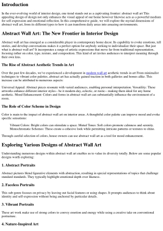 Abstract Wall Art: The New Frontier in Interior Design