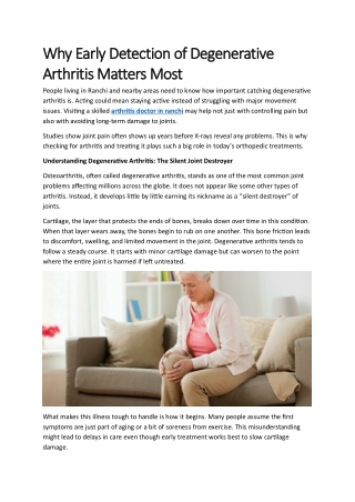 Why Early Detection of Degenerative Arthritis Matters Most
