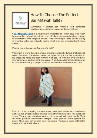 How To Choose The Perfect Bar Mitzvah Tallit