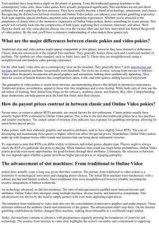 Traditional vs Video  Slot Machine: Choose Your Perfect Game