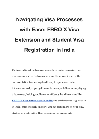 Navigating Visa Processes with Ease_ FRRO X Visa Extension and Student Visa Registration in India