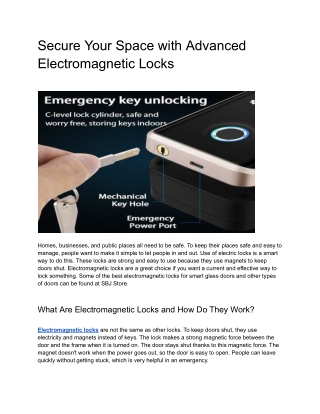 Secure Your Space with Advanced Electromagnetic Locks