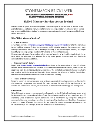 Skilled Masonry Services Across Ireland