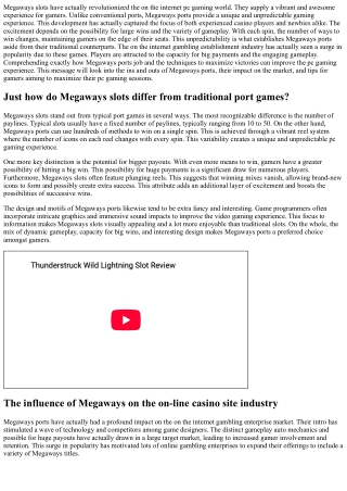 Megaways  Online Slot -  Having A Look At the  Transformation of  On-line  Gambl