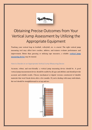 Obtaining Precise Outcomes from Your Vertical Jump Assessment by Utilizing the Appropriate Equipment