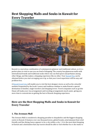 Best Shopping Malls and Souks in Kuwait for Every Traveler