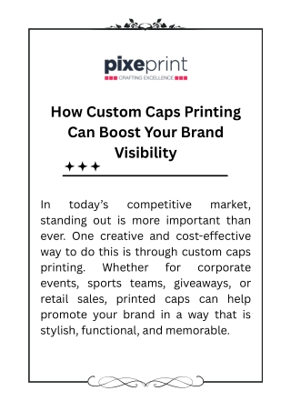 How Custom Caps Printing Can Boost Your Brand Visibility