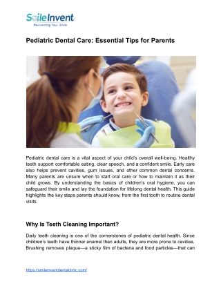 Pediatric Dental Care_ Essential Tips for Parents