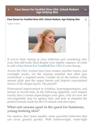 Face Serum for Youthful Glow USA Unlock Radiant, Age-Defying Skin