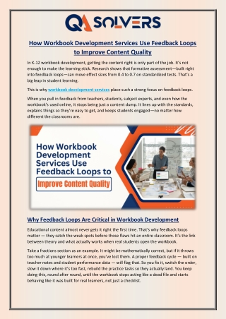 How Workbook Development Services Use Feedback Loops to Improve Content Quality