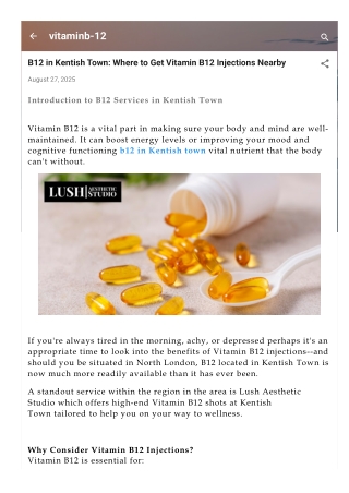B12 in Kentish Town Where to Get Vitamin B12 Injections Nearby